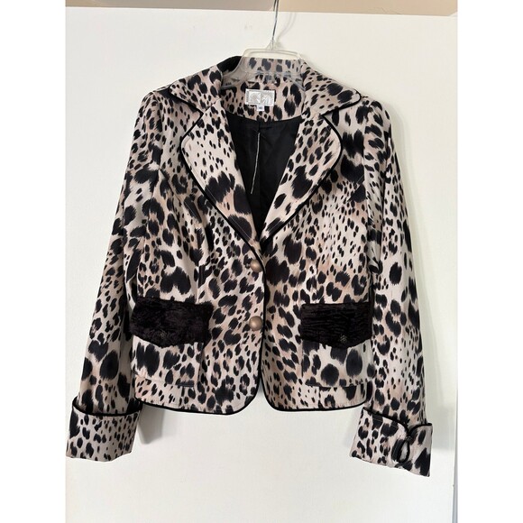 Alberto Makali Jackets & Blazers - Alberto Makali Leopard Print Blazer Jacket 10 Vintage Animal Cheetah Print 90s